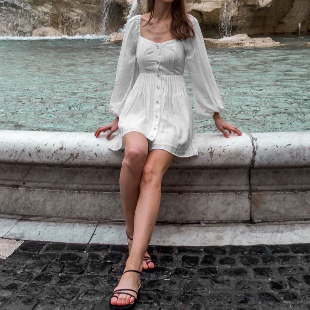 TULAROSA Creme Jasmine Long Sleeve Mini Dress - Picture 1 of 7